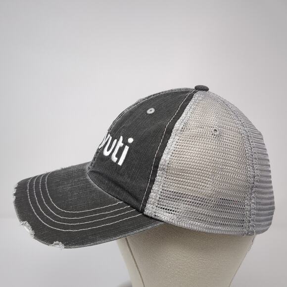Tovuti Strapback Trucker Hat Gray One Size Adjustable Embroidered Distressed Ha - Picture 3 of 9